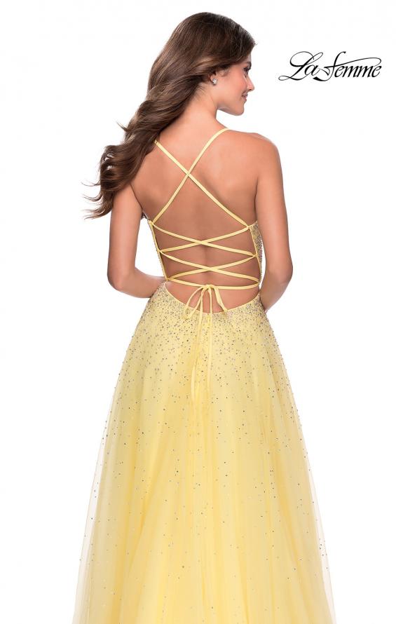 Picture of: A-line Tulle Dress with Beaded Bodice and Pockets in Pale Yellow, Style: 28583, Detail Picture 2