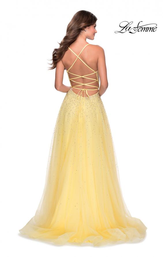 Picture of: A-line Tulle Dress with Beaded Bodice and Pockets in Pale Yellow, Style: 28583, Detail Picture 6