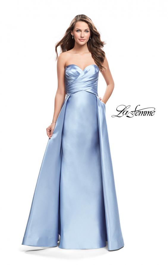 Picture of: Strapless A-line Prom Dress with Cape Skirt and Pockets in Periwinkle, Style: 25738, Detail Picture 1