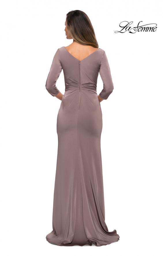 Picture of: Three Quarter Sleeve Jersey Dress with Ruching in Pewter, Style: 28197, Back Picture