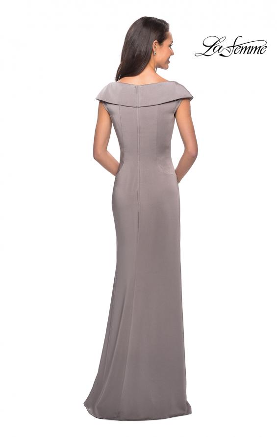 Picture of: Satin Floor Length Gown with Ruched Detailing in Pewter, Style: 26523, Detail Picture 5