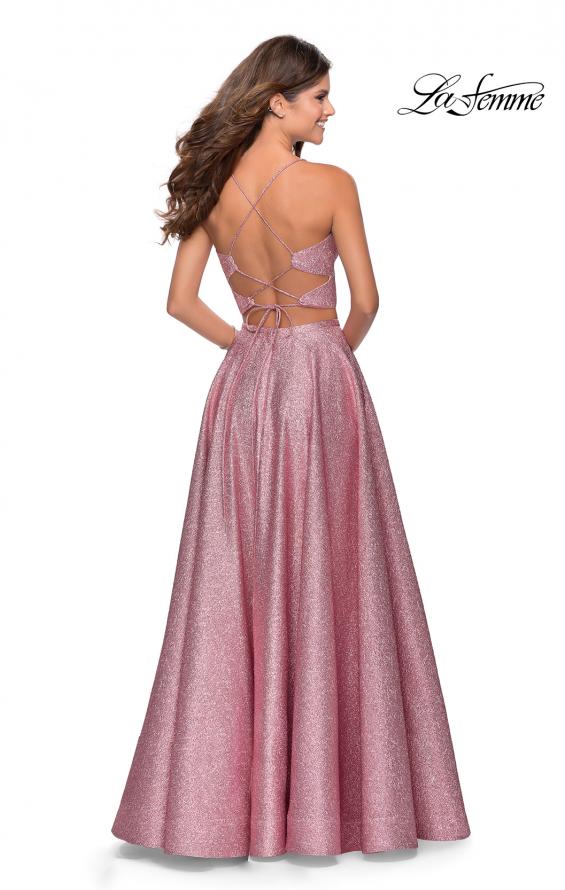 Picture of: Two Piece Shimmer Prom Dress with Pockets in Pink, Style: 28618, Back Picture