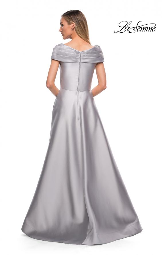 Picture of: Long A Line Off the Shoulder Gown with Pockets in Platinum, Detail Picture 3