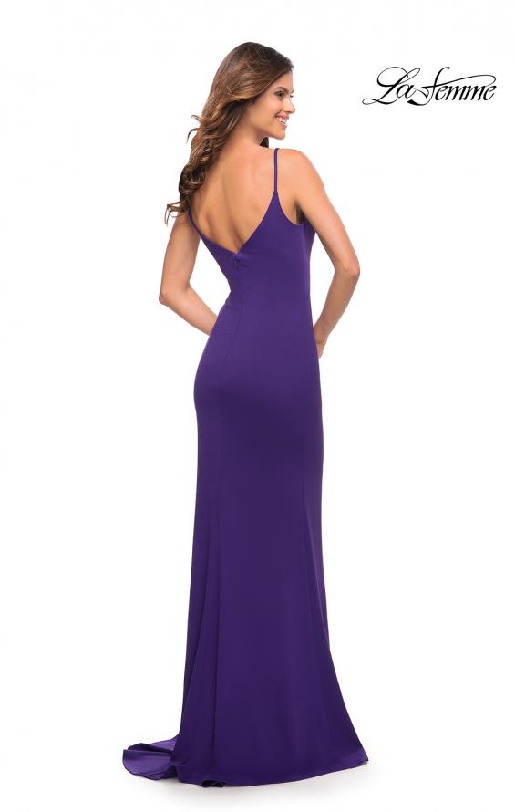 Picture of: Simple Jersey Gown with V Neckline and Slit in Purple, Style: 30072, Detail Picture 10
