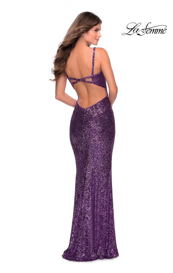 Picture of: Long Sequin Prom Dress with Straight Neckline in Purple, Style: 28698, Detail Picture 5