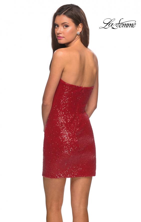 Picture of: Short Sequin Dress with Strapless Sweetheart Neckline in Red, Style: 28229, Back Picture