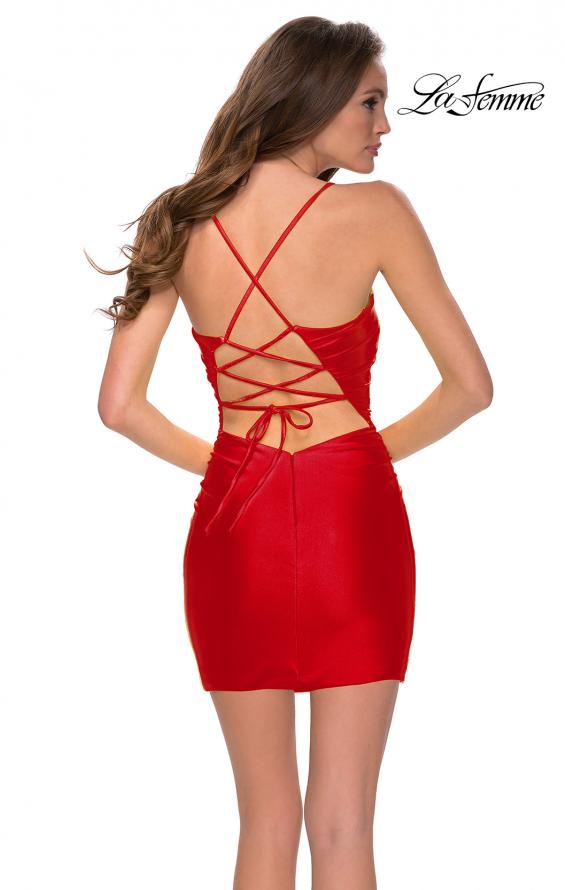 Picture of: Scoop Neckline Short Jersey Homecoming Dress in Red, Style: 29563, Back Picture