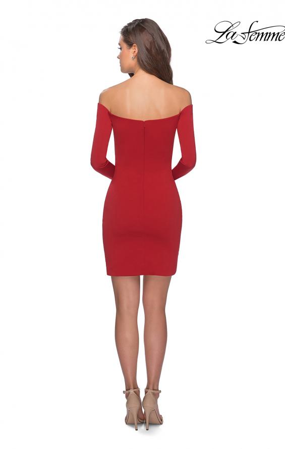 Picture of: Tight Homecoming Dress with Long Sleeves in Red, Style: 28182, Detail Picture 5