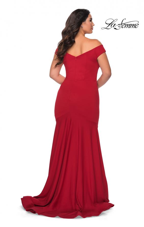Picture of: Off the Shoulder Plus Size Jersey Prom Dress in Red, Style: 28963, Back Picture