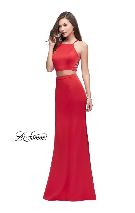Picture of: Two Piece Jersey Prom Dress with High Neckline in Red, Style: 25220, Main Picture