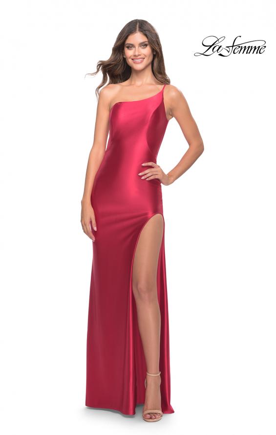 Picture of: Simple One Shoulder Liquid Jersey Dress in Red, Style: 31391, Detail Picture 8