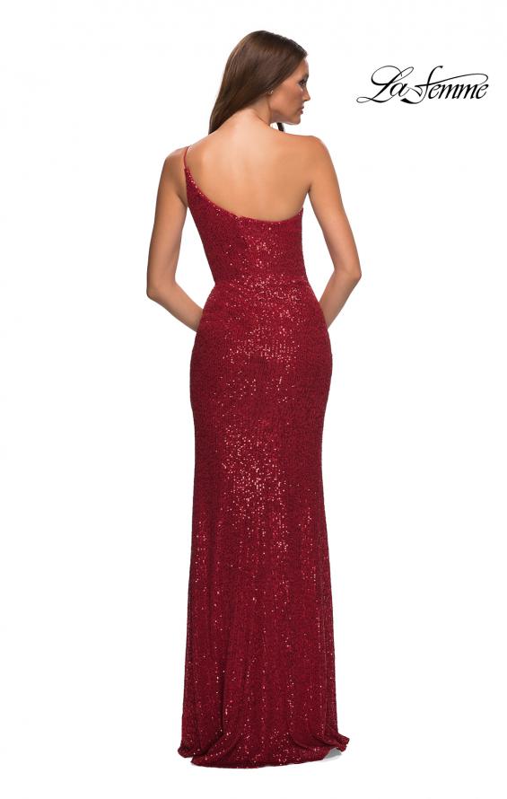 Picture of: Simple One Shoulder Long Sequin Evening Gown in Red, Detail Picture 10