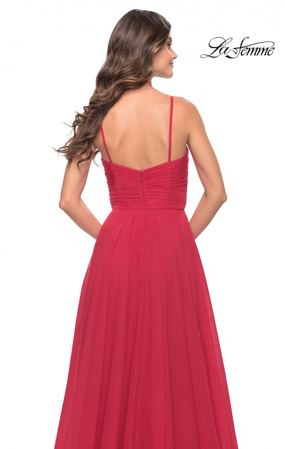 Picture of: Chiffon Dress with Pleated Bodice and Pockets in Red, Style: 31500, Detail Picture 10