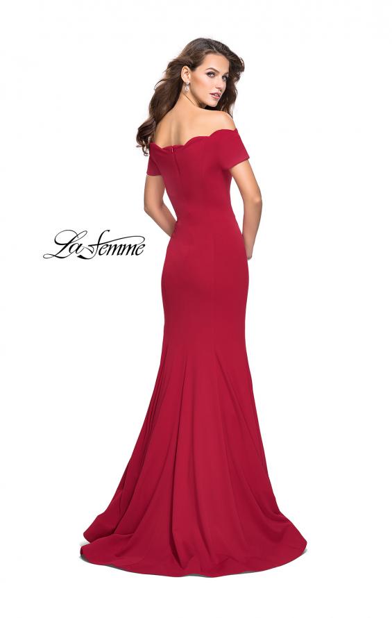 Picture of: Off the Shoulder Mermaid Style Dress with Scallop Neckline in Red, Style: 25476, Back Picture