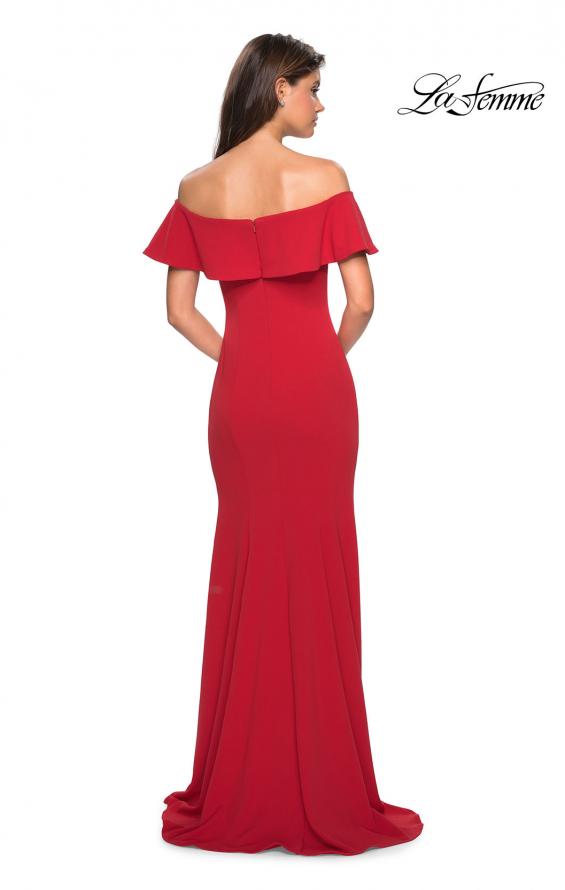 Picture of: Long Off The Shoulder Prom Dress with Side Slit in Red, Style: 27096, Back Picture