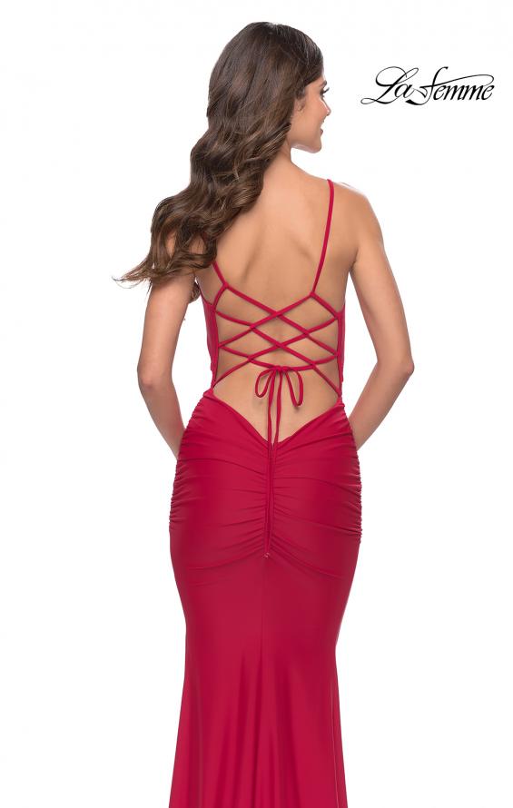 Picture of: Twist Front Cut Out Jersey Prom Dress in Red, Style: 31294, Detail Picture 5