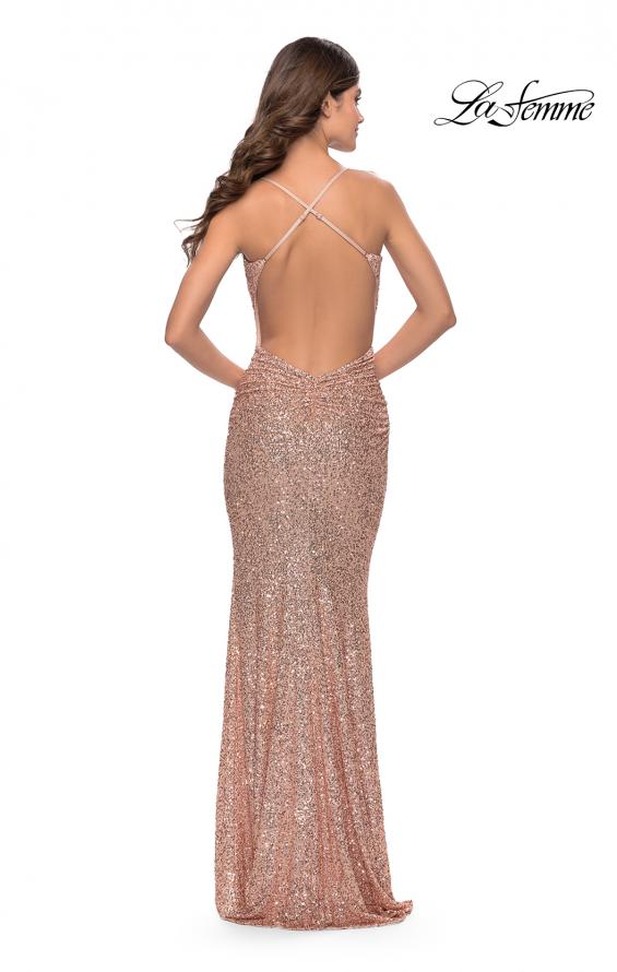 Picture of: Chic Soft Sequin Stretch Dress with Open Back in Jewel Tones in Rose Gold, Style: 31027, Detail Picture 8