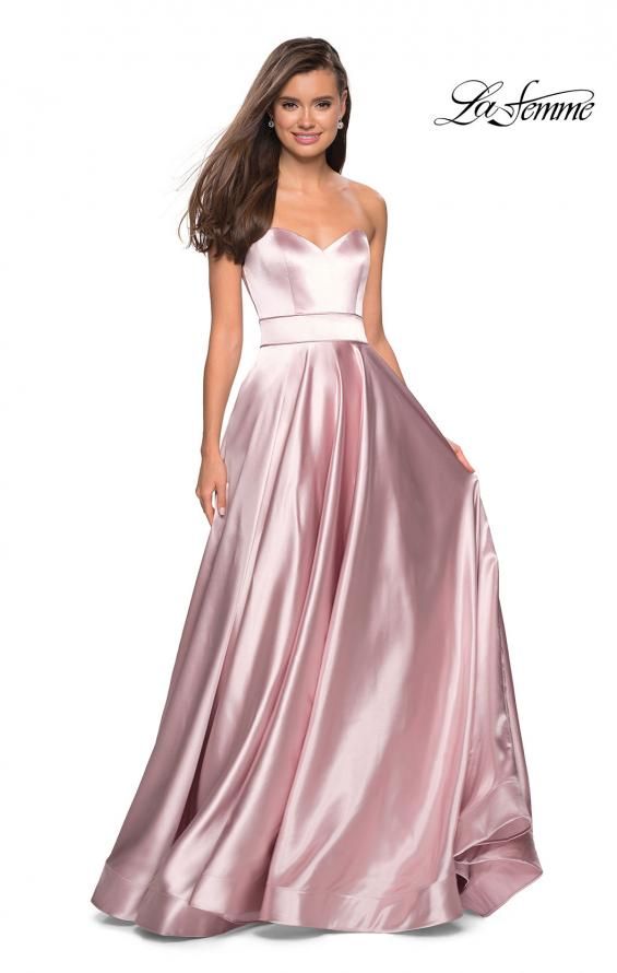 Picture of: Strapless Metallic Prom Gown with Empire Waist in Rose Gold, Style: 27506, Detail Picture 2