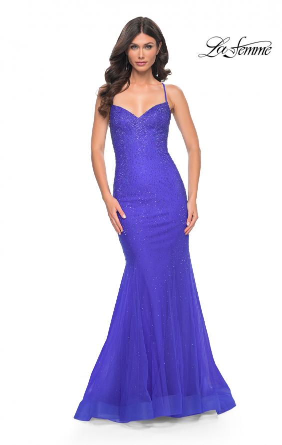 Picture of: Mermaid Prom Dress with Rhinestones and Lace Up Back in Blue, Style: 32273, Main Picture