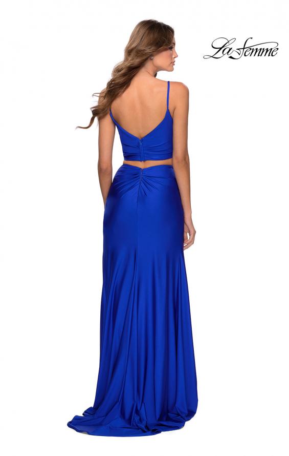 Picture of: Two Piece Long Prom Dress with Ruched Detailing in Royal Blue, Style: 28472, Back Picture