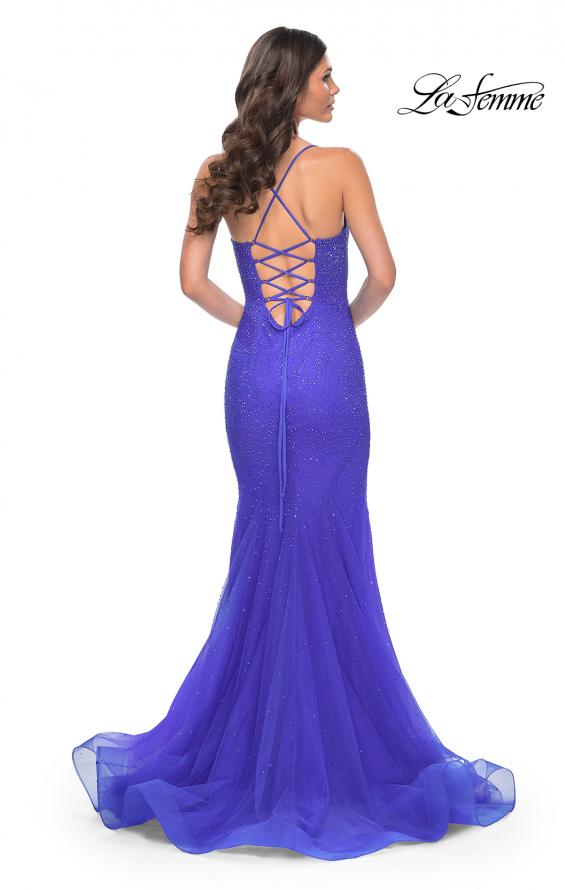 Picture of: Mermaid Prom Dress with Rhinestones and Lace Up Back in Blue, Style: 32273, Back Picture