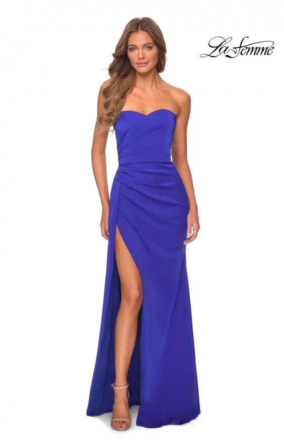 Picture of: Strapless Jersey Prom Dress with All Over Ruching in Royal Blue, Style: 28334, Detail Picture 4