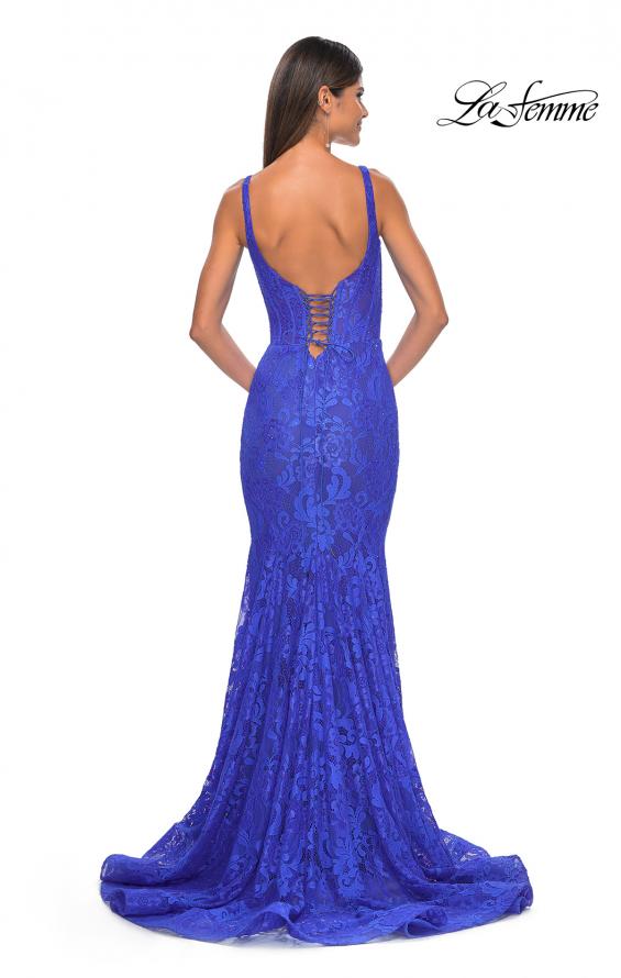 Picture of: Mermaid Stretch Lace Gown with Corset Top in Royal Blue, Style: 32420, Detail Picture 5