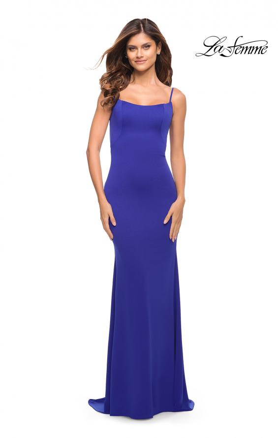 Picture of: Simple Elegant Long Jersey Dress with Scoop Neck in Royal Blue, Style: 30541, Detail Picture 7