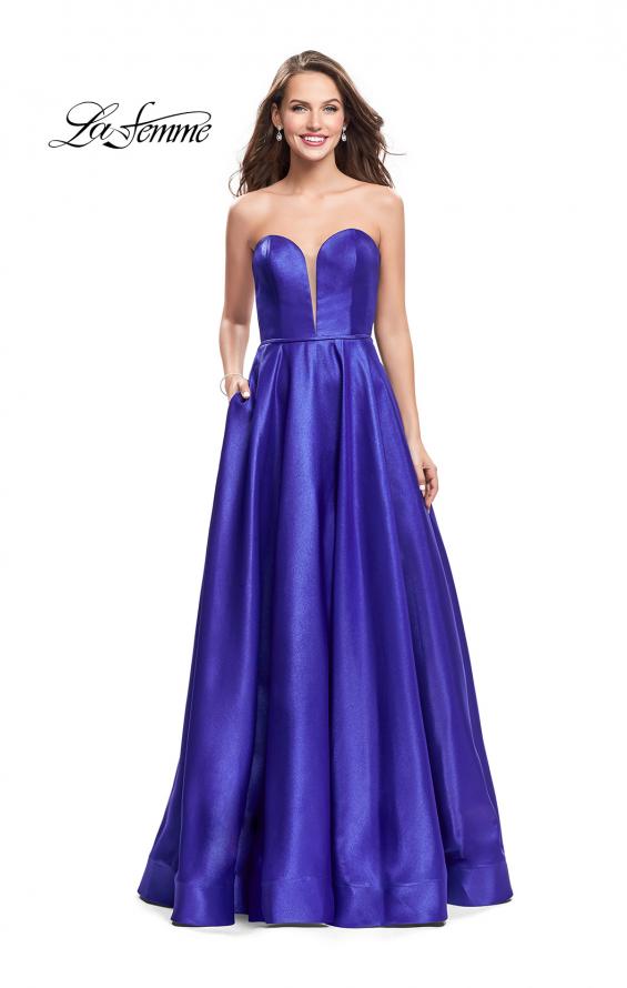 Picture of: Strapless Mikado A-line Gown with Pockets in Royal Blue, Style: 26088, Main Picture