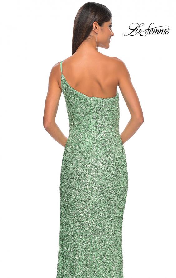 Picture of: Elegant Soft Sequin One Shoulder Long Dress in Sage, Style: 31212, Detail Picture 11