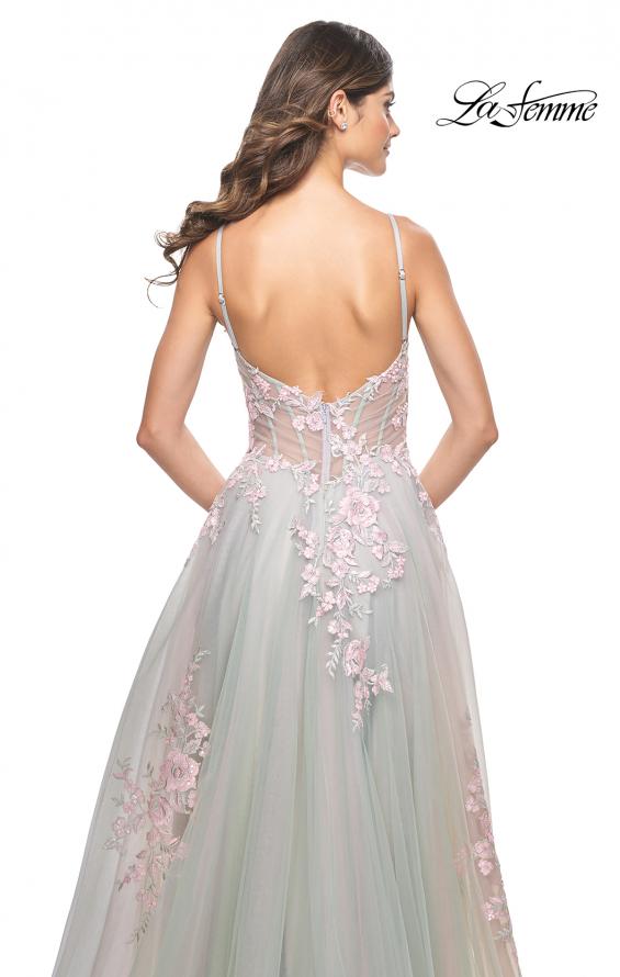 Picture of: A-Line Tulle Prom Dress with Scattered Lace Applique in Sage, Style: 31939, Detail Picture 11