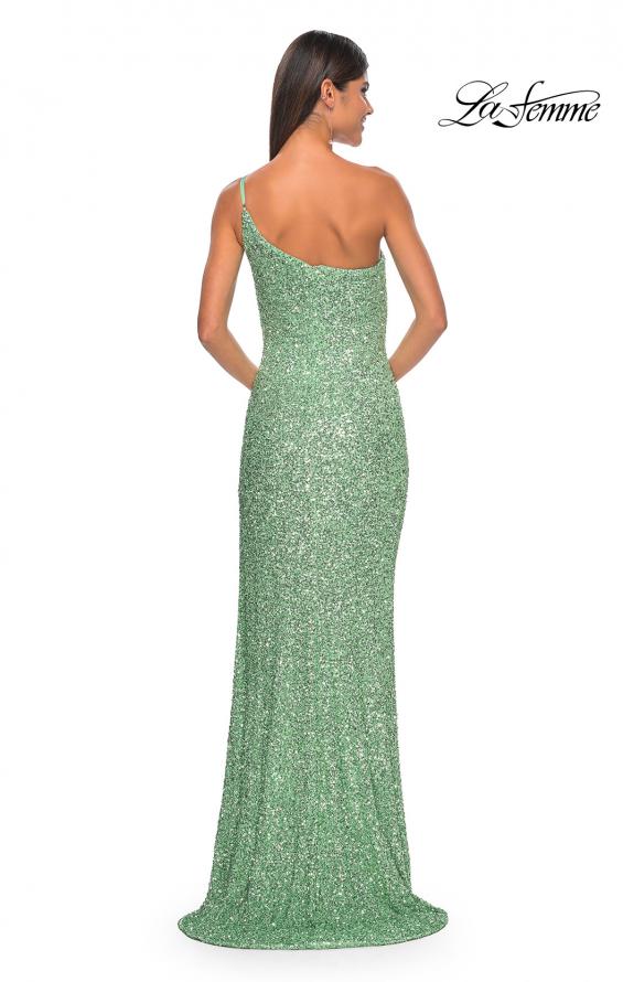 Picture of: Elegant Soft Sequin One Shoulder Long Dress in Sage, Style: 31212, Detail Picture 12