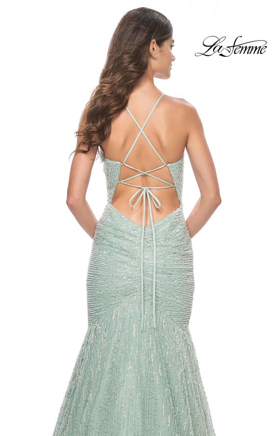 Picture of: Intricate Beaded and Rhinestone Mermaid Prom Dress in Sage, Style: 32026, Detail Picture 2