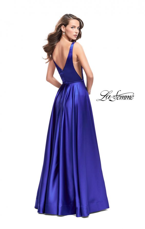 Picture of: Satin A line Prom Dress with Deep V Back in Sapphire Blue, Style: 25455, Back Picture