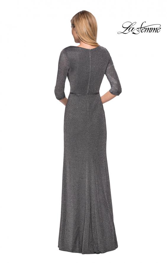 Picture of: 3/4 Sleeve Long Jersey Dress with Empire Waist in Silver, Style: 26419, Back Picture