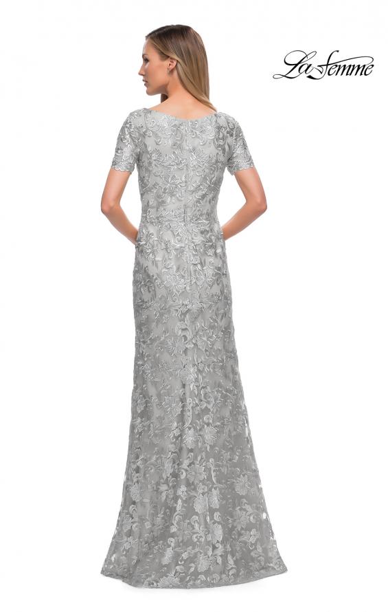 Picture of: Beautiful Lace Mother of the Bride Dress with Short Sleeves in Silver, Detail Picture 2