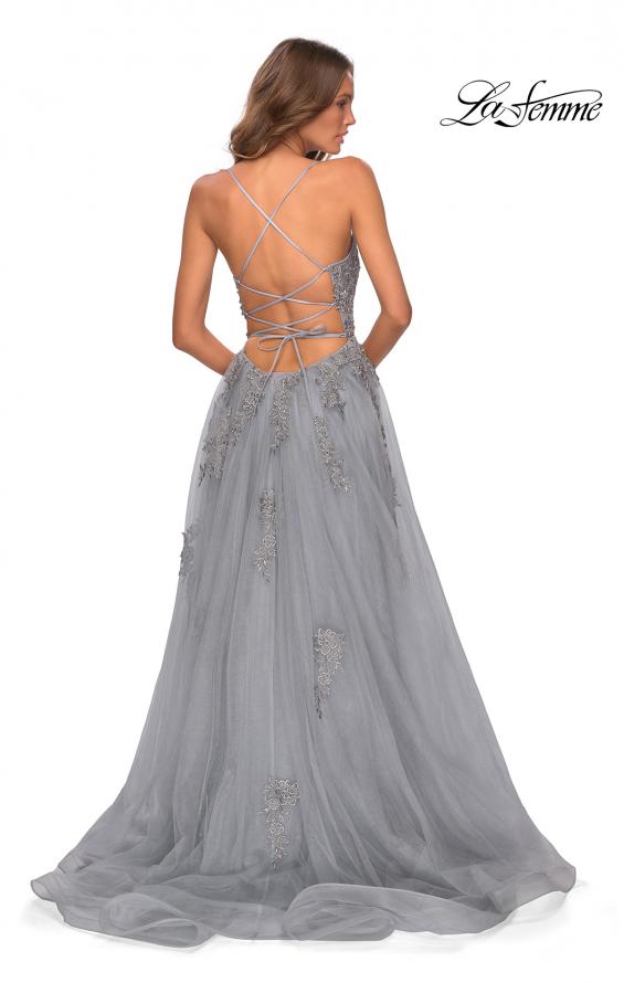 Picture of: A-line Tulle Gown with Floral Embroidery and Pockets in Silver, Style: 28470, Detail Picture 8