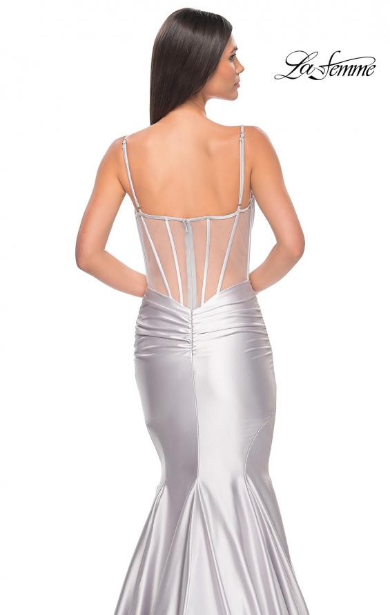 Picture of: Satin Mermaid Prom Gown with Corset Top in Silver, Style: 32269, Detail Picture 8