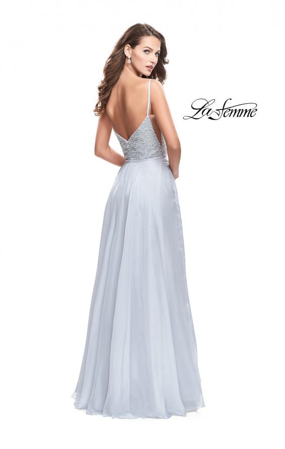 Picture of: A-line Chiffon Prom Gown with Pearl Beaded Bodice in Silver, Style: 26278, Back Picture