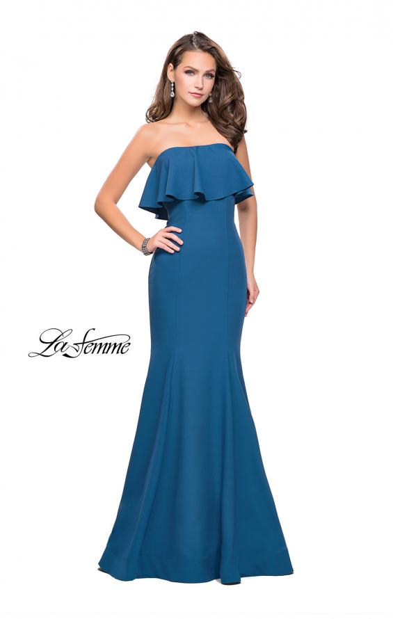 Picture of: Strapless Mermaid Prom Dress with Ruffles in Slate Blue, Style: 25419, Detail Picture 1