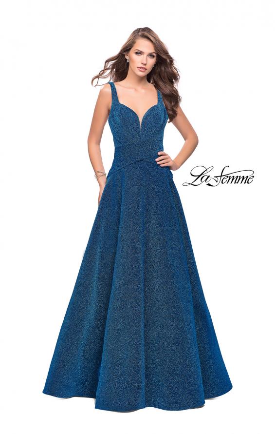 Picture of: Sparkling Mikado A-line Ball Gown with Ruched Bodice in Turquoise, Style: 26325, Main Picture