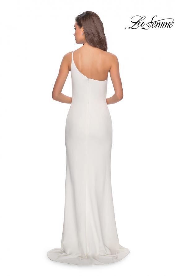 Picture of: One Shoulder Long Jersey Homecoming Dress in White, Style: 28176, Detail Picture 7