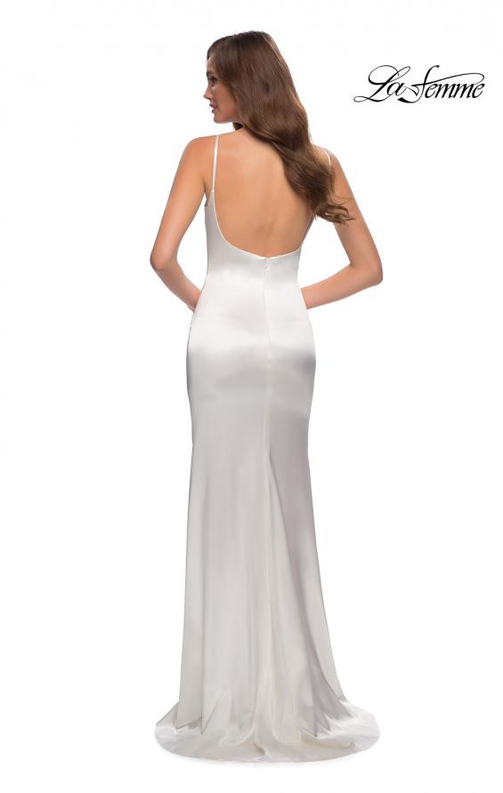 Picture of: Fitted Stretch Satin Dress with Scoop Back in White, Style 29945, Detail Picture 8