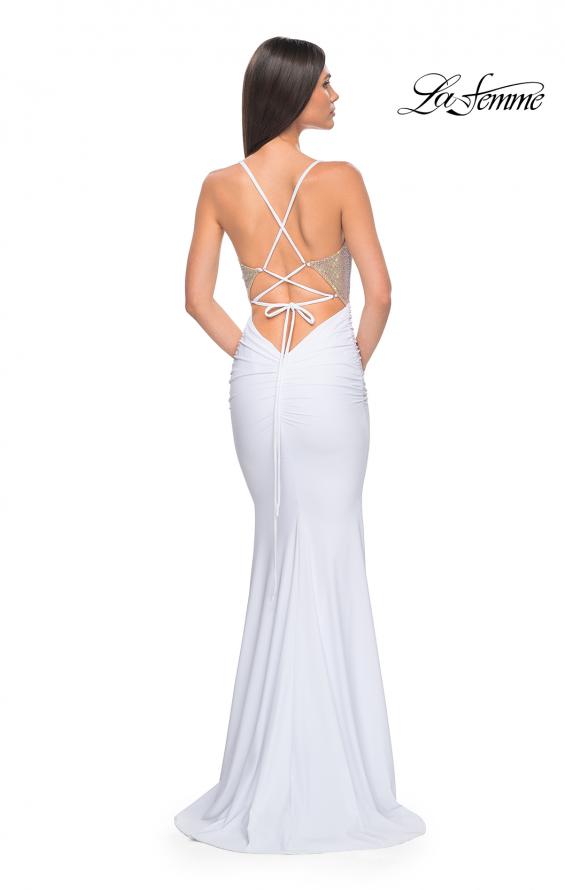 Picture of: Prom Dress with Fitted Bustier Rhinestone Top in White, Style: 32260, Detail Picture 9