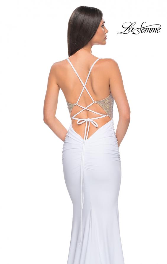 Picture of: Prom Dress with Fitted Bustier Rhinestone Top in White, Style: 32260, Detail Picture 10