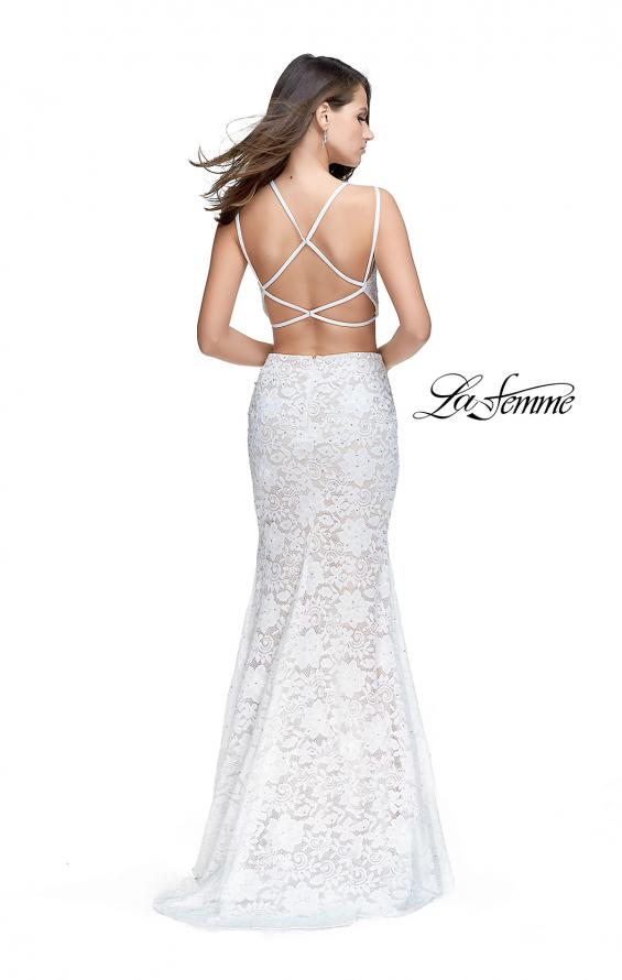 Picture of: Two Piece Mermaid Dress with Beading and Lace in White, Style: 25771, Back Picture