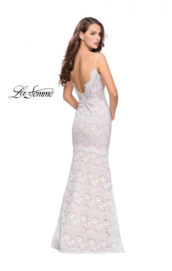 Picture of: Beaded Lace Prom Dress with Mermaid Skirt in White, Style: 26106, Back Picture