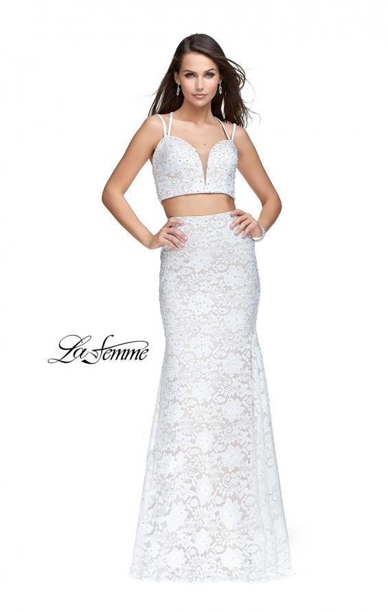 Picture of: Two Piece Mermaid Dress with Beading and Lace in White, Style: 25771, Detail Picture 1