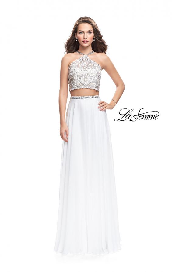 Picture of: Two Piece Dress with Chiffon Skirt and Lace Top in White, Style: 26288, Detail Picture 1