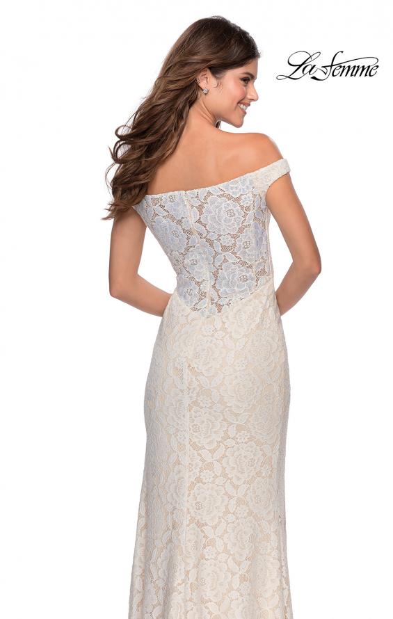 Picture of: Beaded Lace Prom Dress with Off the Shoulder Detail in White, Style: 28301, Detail Picture 3